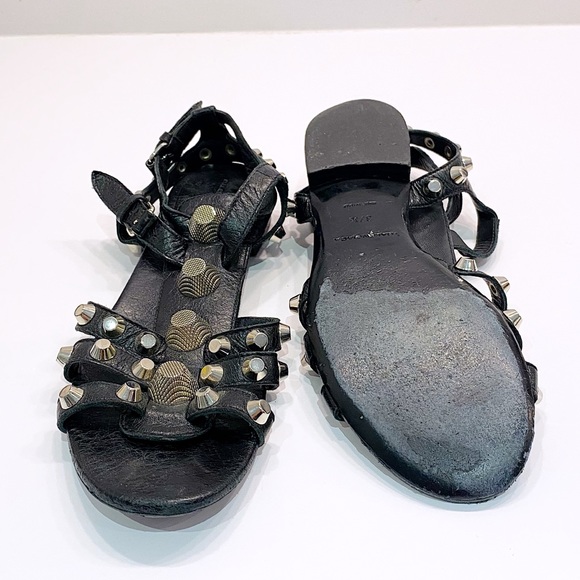 Balenciaga Black Arena Studded Sandals - 37.5 - Picture 5 of 9